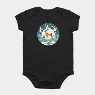Deer in Ornament, Love Deers Baby Bodysuit